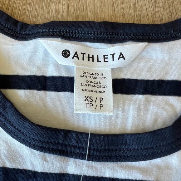 ATHLETA Women's Essential Tee Dress Size XS In Navy Stripes - Picture 9 of 11